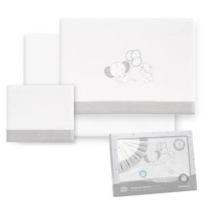 Lot de 3 draps de lit pour poussette modèle Oso-Elefante, motif dessin animé tissé, en flanelle pour bébé - Product Image 1