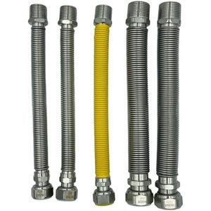 Kit de Instalación de Calderas sin Costuras, 5 Tuberías Flexibles de Acero Inoxidable de 220-420 mm, Conexiones MF, Versión con Revestimiento para Agua y Gas, EN - Product Image 3