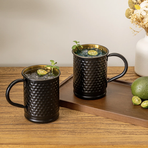 Tazas de cobre Moscow Mule de 16 oz con superficie martillada con revestimiento de níquel de la India - Product Image 5