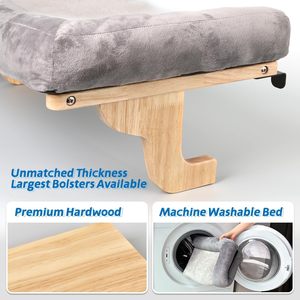 Perchoir pour chat moderne et luxueux pour rebord de fenêtre avec coussin - Design hamac orthopédique - Bois dur de qualité supérieure et structure en métal robuste - Product Image 3