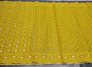 Exportable Deshi Dhakai amarillo Jamdani Sharee calidad de exportación para mujeres JAMDANI tela rojo verde dorado cielo azul de Bangladesh - Product Image 4