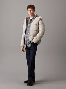 แจ็กเก็ตขนเป็ดมีฮู้ดสีเทาฟลินท์มีซิปรูดและถอดออกได้ทำจากไนลอนกันน้ำ - Product Image 6