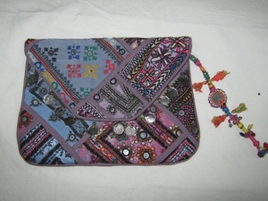 Boho Banjara sac à franges fait à la main durable été pochette brodé bohème toile de jute élégant soirée sac à main - Product Image 2