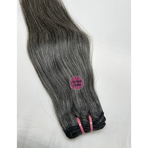 Extensions de cheveux humains gris droit de qualité 12A, mèches vierges Remy indiennes, donneur unique, trame longue durée, commande minimum 1 mèche - Product Image 2