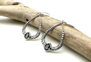 Boucles d'oreilles classiques faites à la main 925 bijoux en argent massif femmes 925 argent Sterling topaze mystique pierres précieuses Boho Style boucles d'oreilles cadeau - Product Image 3