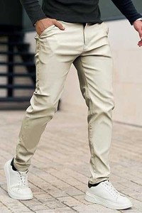 Pantalones informales de cuero para hombre de último diseño 2025 con cierre de mosca de botón, rayas curvas rectas a bajo precio - Product Image 2