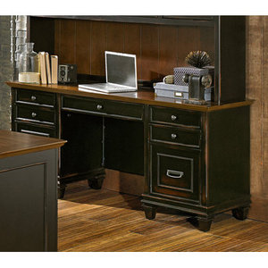 Django Credenza Desk with Built-In Electrical Outlets Rectangular Engineered Wood Writing Computer Desk - Product Image 5
