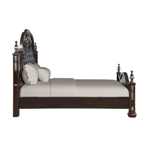 Cama King Size Java Furni Craft Luise -21, Diseño Rústico Antiguo, Madera de Caoba, Acabado Marrón, Tapicería de Cuero, Muebles de Dormitorio - Product Image 4