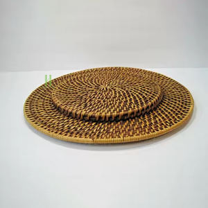 Best Selling Pink <b>Round</b> Rattan <b>Placemat</b> and Charger Plates From Vietnam Factory for Dining Table Set of Mats & Pads - Product Image 6