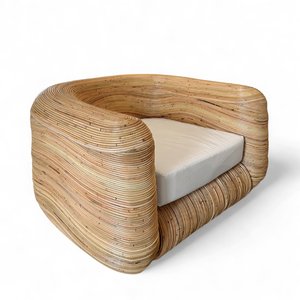 Fauteuil Rinjani contemporain de haute qualité avec coussins, en bois, pour salon et villa - Product Image 1