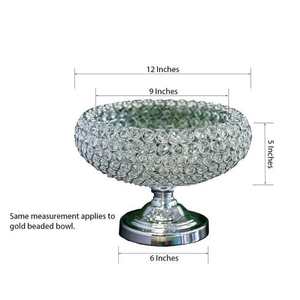 High Quality Modern Handmade Gold Metal Flower Bowl <b>Vase</b> <b>Stand</b> Base with Crystal Beaded Design Luxury Decorative Tabletop <b>Vase</b> - Product Image 4