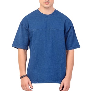 Shoulder Factory Sale New Design Plain <b>Denim</b> <b>Material</b> Plus Size Neck Streetwear Fashion T-Shirt Men's Wear Quick Dry Breathable - Product Image 4