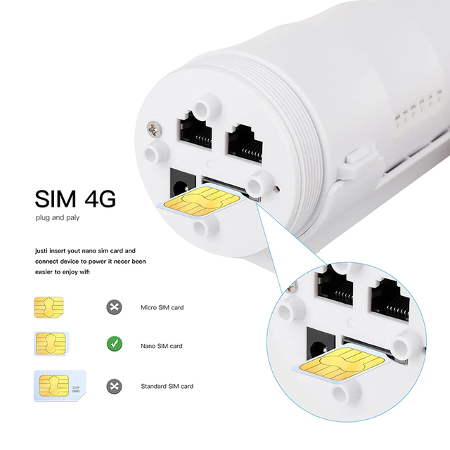 Auto APN Outdoor WiFi Antenna Sim Card Slot Waterproof IP65 Wan Lan PoE Cellular Modems LTE 4G CPE Routers ODU