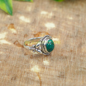 Anillo de Crisocola, Anillo de Plata de Ley 925, Anillo Hecho a Mano con Diseño Único, Anillo de Compromiso para Ella, Joyería de Crisocola, Regalo de Navidad - Product Image 3