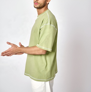 Wholesale 100% Cotton O-Neck <b>Tshirts</b> Unisex Oversized 220G Heavyweight Custom Printed <b>Men's</b> Clothing <b>Long</b> Bamboo Material Design - Product Image 3