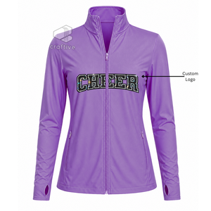 Custom Cheerleading Team Dance Practice Warm Up Apparel Custom <b>Rhinestone</b> Embroidery <b>Jacket</b> Pants set For Cheer Girls - Product Image 4