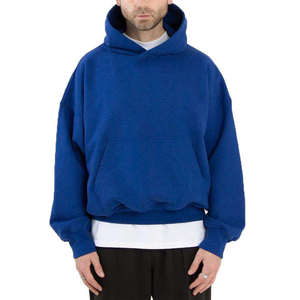 Vente en gros nouvel arrivage de sweat à capuche surdimensionné en coton épais d'hiver en coton 380 g/m² coupe carrée sweats à capuche unis pour hommes - Product Image 3