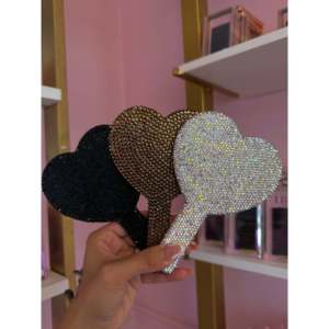 <b>Lighted</b> Double-Sided <b>Vanity</b> <b>Mirror</b> with Foldable Handle Rose-Shaped PU Frame - Product Image 1