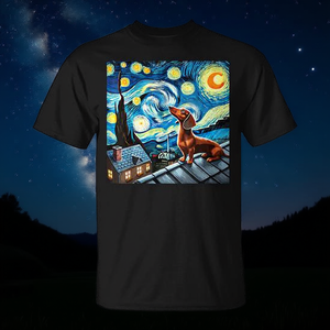 Camiseta Dachshund Starry Night Sky, camiseta gráfica de algodón unisex para adultos - Product Image 3