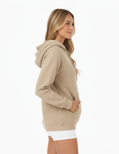 Sudadera con capucha de Otoño/Invierno para mujer, Material de algodón 100%, transpirable, con estampado de logotipo personalizado, estilo Jersey sólido, servicio OEM - Product Image 4