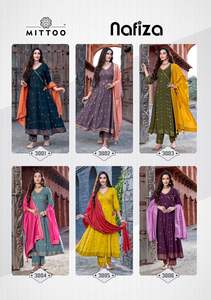 Nouvel arrivage Beautiful Occasional Wear Attrayant Rayon Slub Kurti Pant & Dupatta With Embroidery Work Fabrication from India - Product Image 6