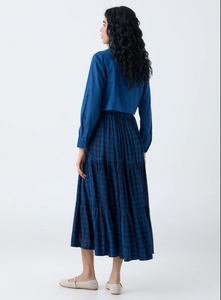 Vestido a cuadros azul oscuro con chaqueta Bombay Paisley - Product Image 4