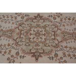 Alfombra turca vintage clásica beige marrón 3,9x8,5 pies de lana de retazos de área grande con respaldo de látex para pasillo o dormitorio - Product Image 5