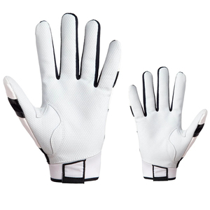 Right Handed PU Golf Batting Gloves Full Finger Non Slip Hook And Loop Closure Adult All Seasons White Baseball Batting Gloves - Product Image 4