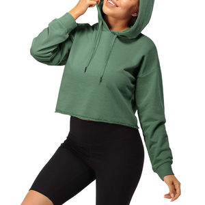 Sudaderas con capucha cortas de alta calidad 2026 para mujer, con cremallera, bordado de logotipo personalizado, estilo streetwear, hombros caídos - Product Image 2