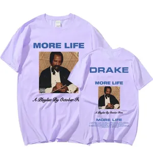 Camiseta Gráfica de Drake, del Álbum 'More Life', Estilo Vintage, Tejido Transpirable para Verano, Decoración con Cierre y Logotipo - Product Image 6