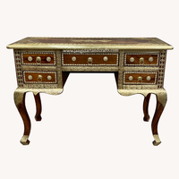 Table de Console Vintage en laiton, décor en bois, pieds en bois, fabriqué à la main, Table de salon rustique, Table d'appoint inde