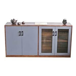 Archivador Moderno de Dos Niveles con Puertas de Vidrio Ajustables, Madera de Caucho THS68056 para Taller, Almacén o Dormitorio - Product Image 1