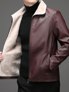 Chaqueta Safari de Invierno para Hombre, 100% Cuero Genuino, Lana y Algodón, Transpirable, Cálida, Estilo Urbano, Tallas Grandes, Diseño con Plumas y Piel de Oveja - Product Image 2