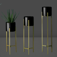 Juego de 3 Macetas Modernas Ecológicas Ligeras de Metal con Recubrimiento en Polvo, Duraderas, con Soporte, para Hogar, Jardín, Hotel, Restaurante, Sala de Estar