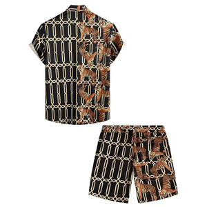 OEM High Quality Printed Summer Men's Sleepwear <b>Set</b> Soft Breathable Cotton Polyester Fabric Best Price - Product Image 2