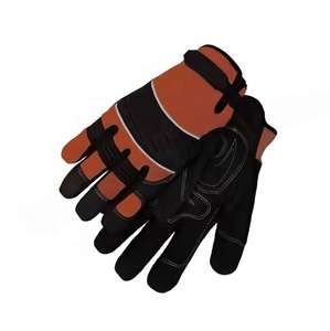 Gant de mécanicien en cuir synthétique avec style de paume rembourré avec fermeture à crochet et boucle Gants de sécurité de travail - Product Image 3