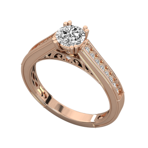 Bague pour femme en or 18 carats avec diamant solitaire rond de laboratoire, bagues en diamant brillant - Product Image 6