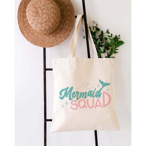 Sac fourre-tout en toile de coton à fermeture ouverte avec motif couleur unie de la collection Mermaid Squad - Product Image 3