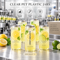 Boîtes de boissons en PET transparentes avec logo personnalisé, boîtes de soda en plastique transparentes vides avec couvercles faciles à ouvrir pour l'emballage des boissons gazeuses