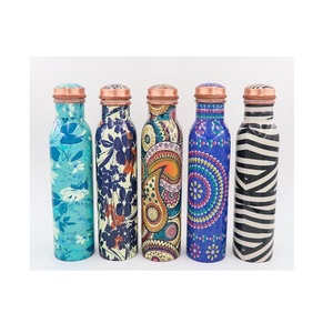 Bouteille en cuivre pur avec conception de paon vente chaude bouteille en cuivre polyvalente entièrement finie bouteilles de stockage d'eau de voyage - Product Image 1