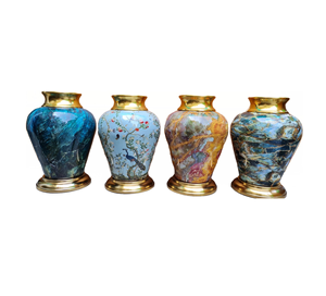 Florero de latón con estampado esmaltado, macetas de metal Antiguo Real exclusivas y centro de mesa, florero de metal con estampado esmaltado - Product Image 3