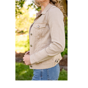 Women's Red Long Sleeve Casual Outdoor Jacket with <b>Button</b> up Design Chest Pockets Light Blue Denim Jeans Plain Dyed Technique - Product Image 6