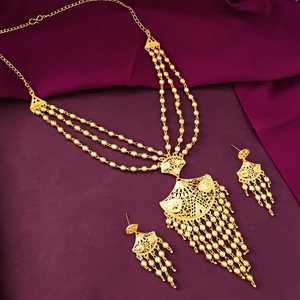 Joyería chapada en oro indio borla colgante bola nupcial collar pendientes mayorista indio fabricante conjunto de joyería para mujer - Product Image 1