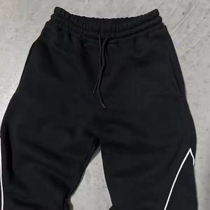 Nuevo estilo serigrafiado con cremallera lateral 100% algodón francés Terry cordón holgado pantalones de chándal Acampanados para hombres - Product Image 6