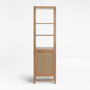 Armoire de rangement élégante en rotin naturel, armoire de rangement haute en bois et en rotin, parfaite pour le salon - Product Image 1