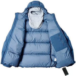 Doudoune d'hiver pour homme avec capuche légère et chaude pour l'extérieur coupe-vent épais matelassé bleu et gris - Product Image 2