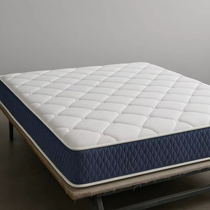 White Soft Mattress with Blue Quilted Threaded Sides Top and Bottom Comfort Sleep - Product Image 1
