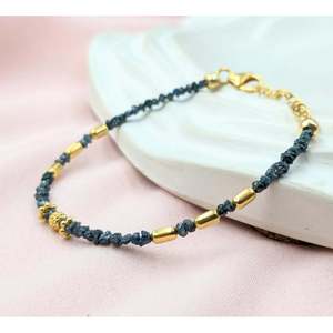 Blue Diamond <b>Bracelet</b> 18K Gold Filled Raw Rough Diamond <b>Bangle</b> - Product Image 1