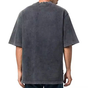 La mejor camiseta lavada con ácido con logotipo personalizado para hombre, camiseta de gran tamaño en blanco de algodón pesado desgastado, Camiseta de algodón 100% para hombre - Product Image 6