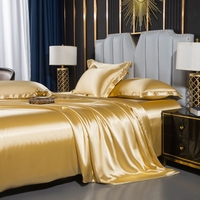 Parure de lit de luxe en soie avec housse de couette, motif végétal, design plissé, coutures soignées, taille King, ensemble 4 pièces